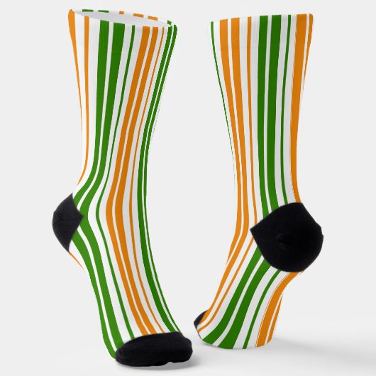 Wit Oranje Groen Verticaal Streepjesontwerp   Sokken (Gebogen)