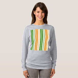 Wit Oranje Groen Verticaal Streepjesontwerp   T-shirt