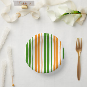 Wit Oranje Groen Verticaal Strepen Design   Papieren Kommen