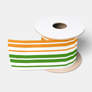 Wit Oranje Groen Verticaal Strepen Design Satijnen Lint