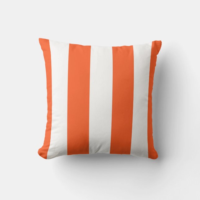 Wit & Oranje Luifel Gestreepte Decoratieve  Kussen (Voorkant)
