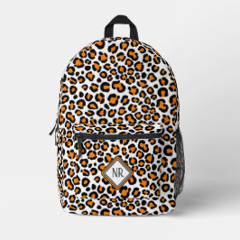 Wit & Oranje Luipaard Patroon Girly Cheetah Print Bedrukte Rugzak