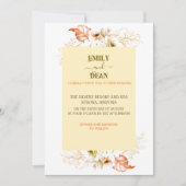 Wit-oranje Modern Boral Wedding Invitation Kaart (Voorkant)