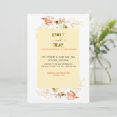 Wit-oranje Modern Boral Wedding Invitation Kaart (Staand voorkant)