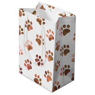 Wit Oranje Textuur Pootafdruk Patroon Medium Cadeauzakje
