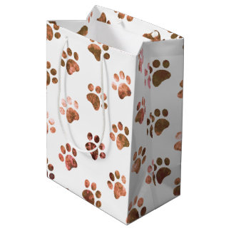 Wit Oranje Textuur Pootafdruk Patroon Medium Cadeauzakje