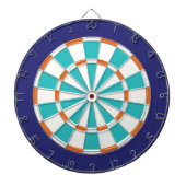 Wit, Oranje, Turquoise en marine Dartbord (Voorkant)