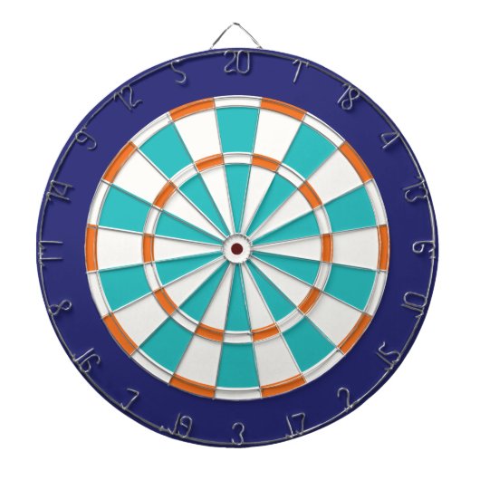 Wit, Oranje, Turquoise en marine Dartbord (Voorkant)