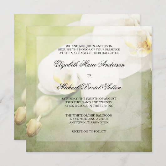Wit-orchidee bruiloft Uitnodigingen (Voorkant / Achterkant)
