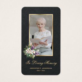 Wit Orchidee Zwart Goud Foto Begrafenisgebed Kaart