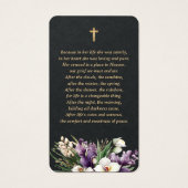 Wit Orchidee Zwart Goud Foto Begrafenisgebed Kaart (Achterkant)