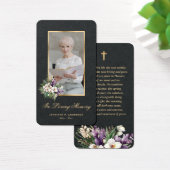 Wit Orchidee Zwart Goud Foto Begrafenisgebed Kaart (Bureau)