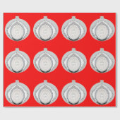 Wit Ornament op rood inpakpapier (Vlak)