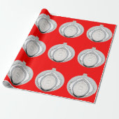 Wit Ornament op rood inpakpapier (Uitgerold)