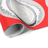 Wit Ornament op rood inpakpapier (Rol Hoek)