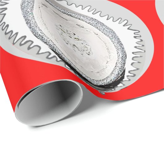 Wit Ornament op rood inpakpapier (Rol Hoek)