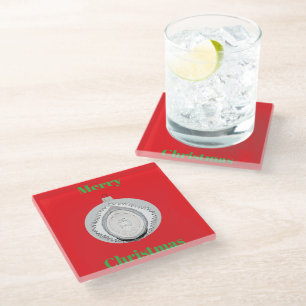 Wit Ornament op rood Onderzetter