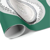 Wit Ornament over groen inpakpapier (Rol Hoek)