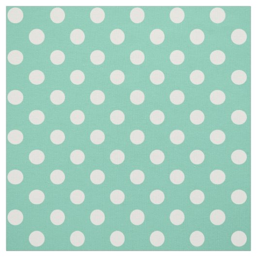 Wit over Blauwgroen groene poladot Stof (Swatch)