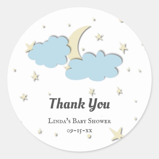Wit over het Moon Gender Neutral Baby shower Ronde Sticker (Voorkant)