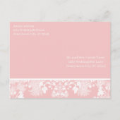 Wit over huwelijksuitnodiging op roze  bloemen uitnodiging briefkaart (Achterkant)