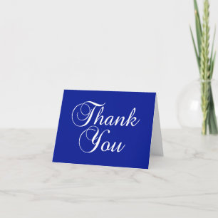 Wit over Royal Blue Decorative Script Bedankkaart