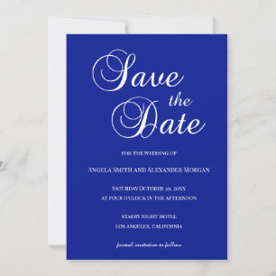 Wit over Royal Blue Decorative Script Save The Date