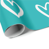 Wit over Zee Groen handgetekende harten Cadeaupapier (Rol Hoek)