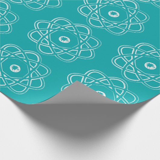 Wit over Zee Groene Atom Symbolen Cadeaupapier (Hoek)