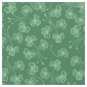 Wit Overzichtelijke Shamrocks op Donkergroen Stof (Close Up)