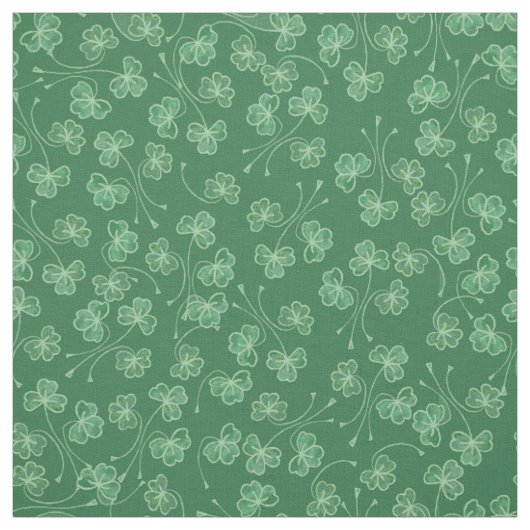 Wit Overzichtelijke Shamrocks op Donkergroen Stof (Swatch)