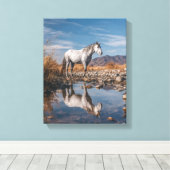 Wit Paard Berg Reflectie Rivier Kunst Canvas Afdruk (Insitu (Houten vloer))