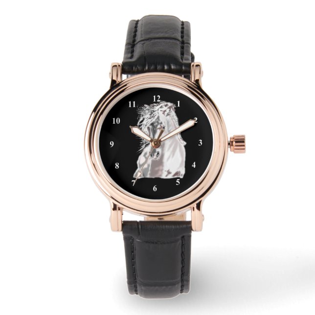 Wit Paard Black Watch Horloge (Voorkant)