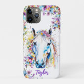 wit paard bloemen gepersonaliseerd Case-Mate iPhone case (Achterkant)