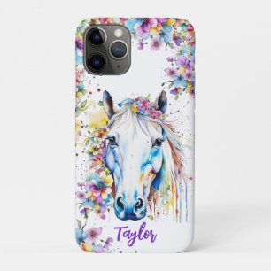  wit paard bloemen gepersonaliseerd Case-Mate iPhone case