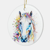 wit paard bloemen gepersonaliseerd keramisch ornament (Links)