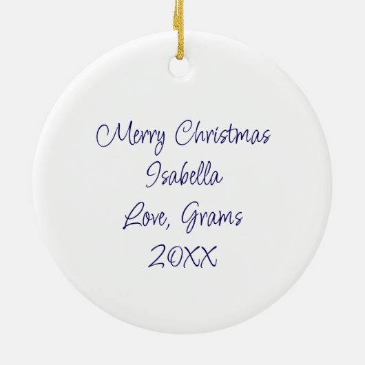  wit paard bloemen gepersonaliseerd keramisch ornament (Achterkant)