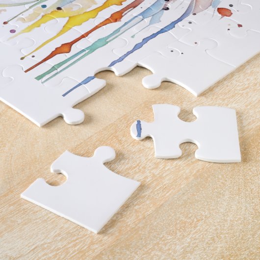  wit paard bloemen gepersonaliseerd legpuzzel (Zijkant)