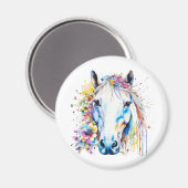  wit paard bloemen gepersonaliseerd magneet (Voorkant / Achterkant)