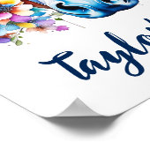  wit paard bloemen gepersonaliseerd poster (Hoek)