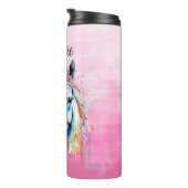  wit paard bloemen gepersonaliseerd thermosbeker (Geroteerd rechts)