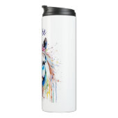  wit paard bloemen gepersonaliseerd thermosbeker (Geroteerd rechts)