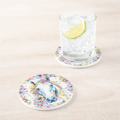  wit paard bloemig Paarse en roze Zandsteen Onderzetter (Zijkant)