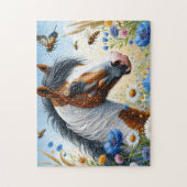 Wit Paard Bloemstuk Legpuzzel (Verticaal)