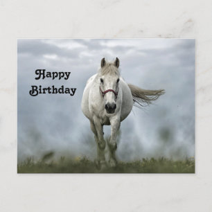 -wit paard Cloud Photo Birthday Briefkaart
