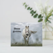 -wit paard Cloud Photo Birthday Briefkaart (Staand voorkant)