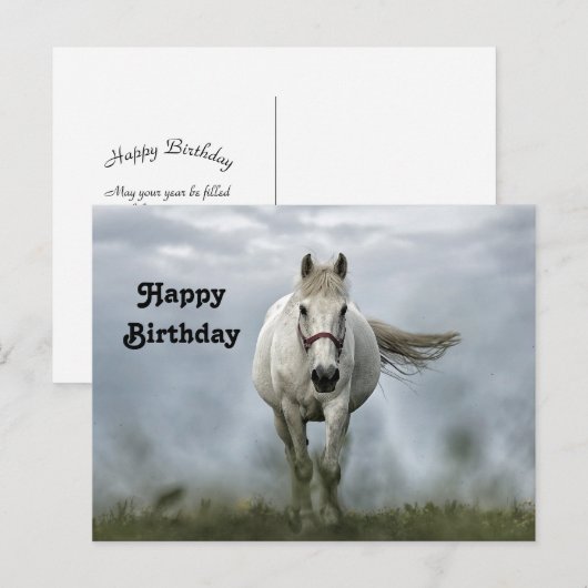 -wit paard Cloud Photo Birthday Briefkaart (Voorkant / Achterkant)
