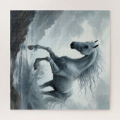Wit Paard dat door Water Rent Legpuzzel (Horizontaal)