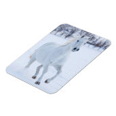 Wit paard dat in de sneeuw loopt magneet (Linkerzijde)