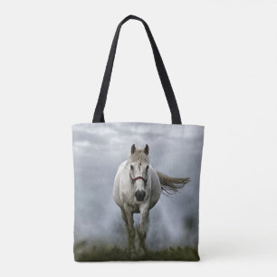 Wit Paard dat op je af rent Tote Bag